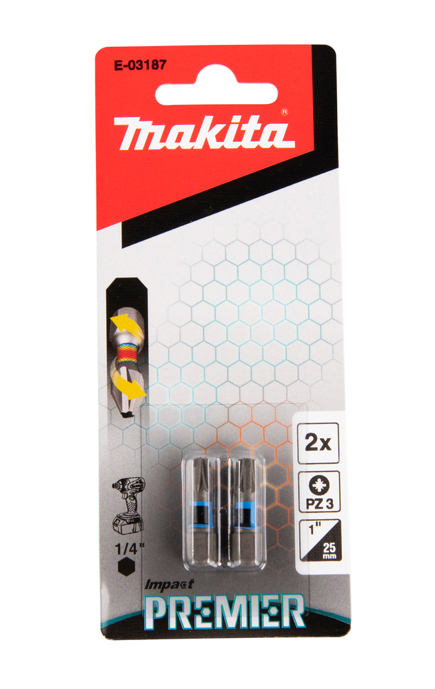 MAKITA Torsieschroefbit Impact Premier, PZ3, 25 mm, 1/4", 2 stuks