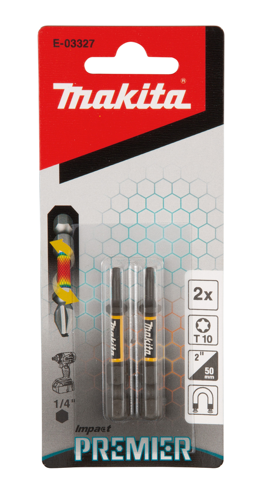 MAKITA Torsieschroefbit Impact Premier, T10, 50 mm, 1/4", 2 stuks