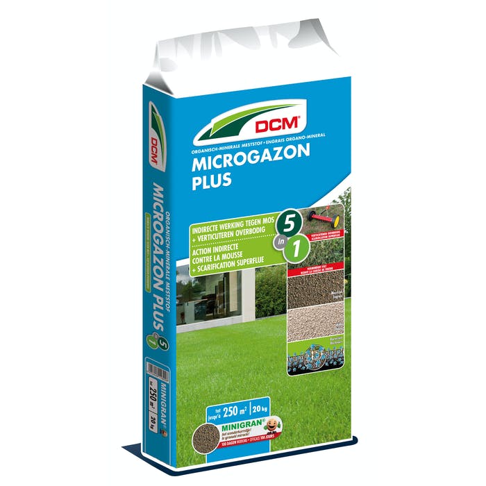 DCM MICROGAZON PLUS 7-4-17 +3MgO +8Ca Meststof met kalk 20kg - 250m²