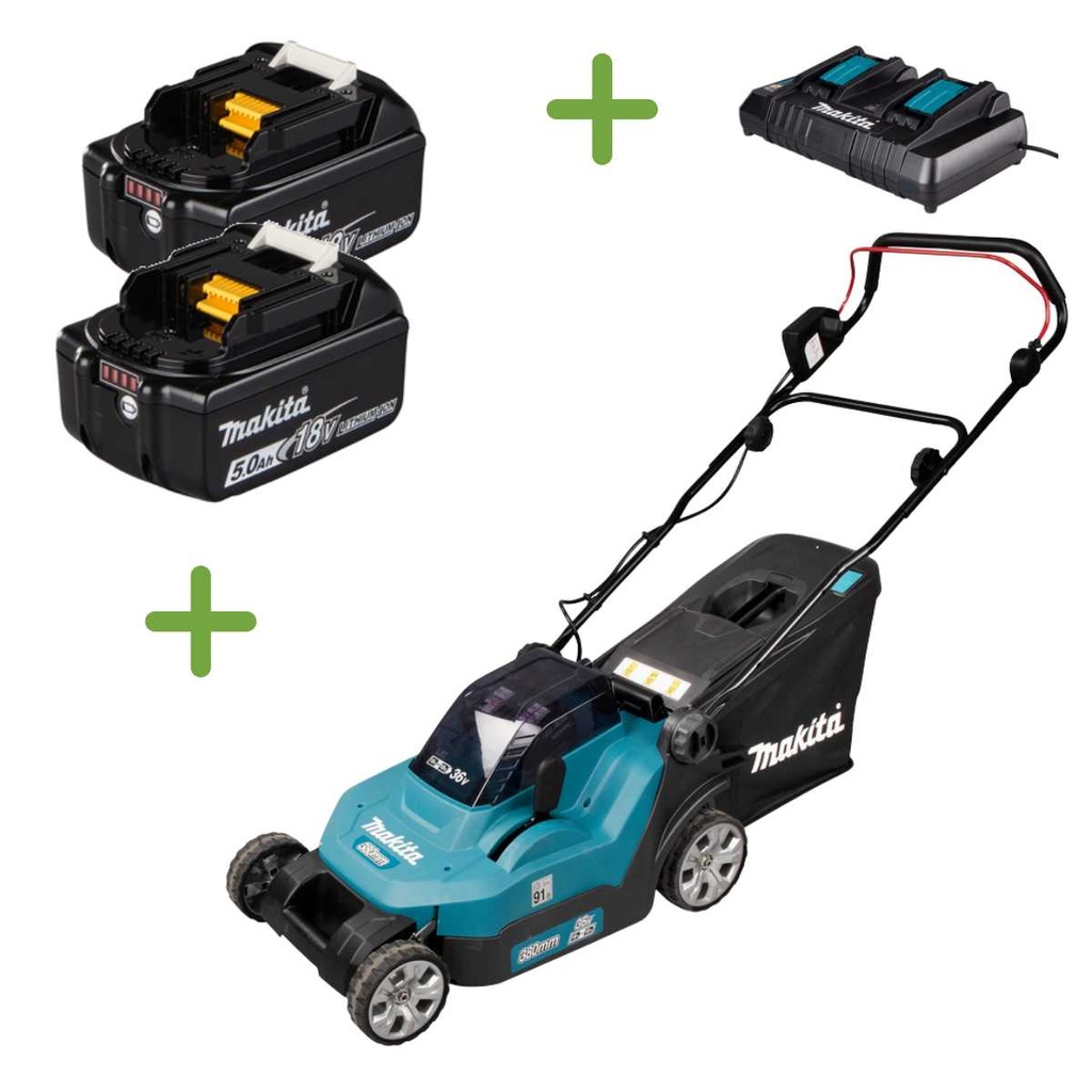 Makita DLM382PT2 38cm accu grasmaaier duwmodel Incl. 2x accu 1850b en 1 lader DC18RD