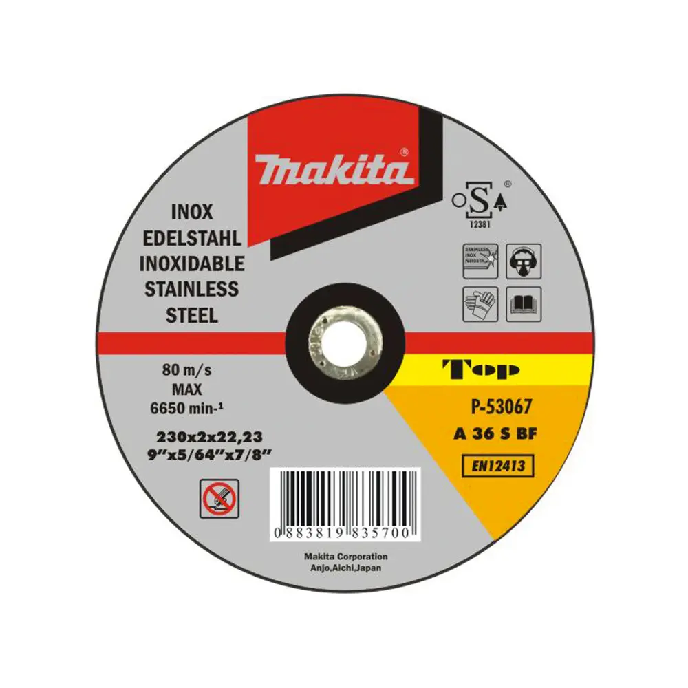 MAKITA Doorslijpschijf 230 x 2,0 x 22,23 mm, INOX, A36S