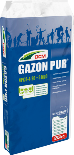 [1000072] DCM Gazon PUR NPK 8-4-20 (MgO 3) Meststof 25kg - 300m²
