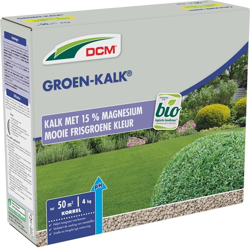 [1000345] DCM GROEN-KALK®+ 15% MgO - Korrel - Doos van 4kg