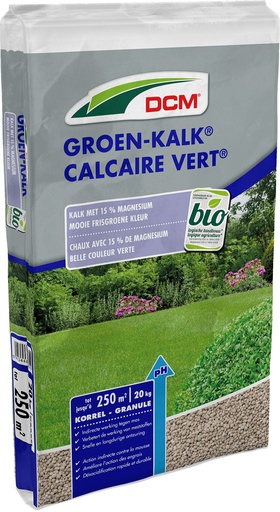 [1000370] DCM GROEN KALK®+ 15% MgO - Korrel - zak van 20kg (250m²)