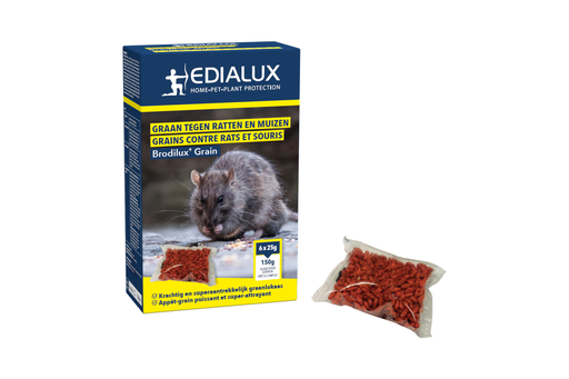[BRODIG01] Edialux Brodilux grain tegen ratten en muizen 150g