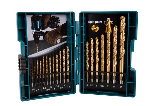 [B-67795] MAKITA Metaalboren HSS-TiN set 19 stuks