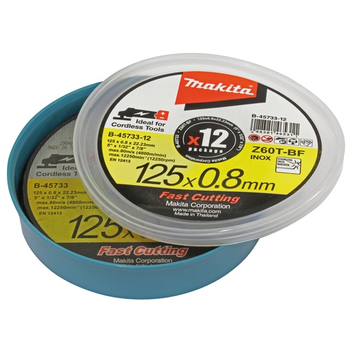 [B-45733-12] MAKITA Dunne doorslijpschijf, 125 x 0,8 mm, 12 stuks