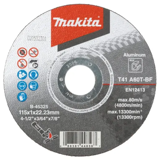 [B-45325] MAKITA Doorslijpschijf 115 x 1,0 x 22,23 mm, A60T - Alu